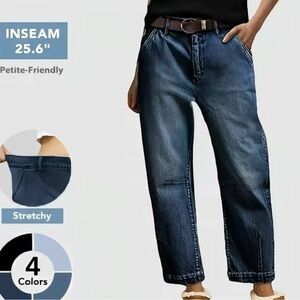 Flamingals Women's Straight Leg Jeans Mid Rise Barrel Cropped Jeans Size XS New